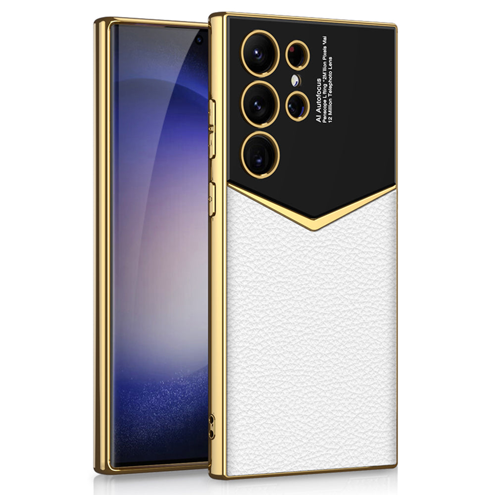 GKK For Samsung Galaxy S23 Ultra Electroplating Phone Cover PU Leather Coated PC TPU Case GKK For Samsung Galaxy S23 Ultra Electroplating Phone Cover PU Leather Coated PC TPU Case